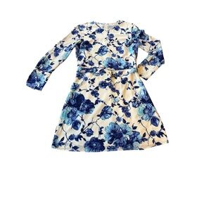 Tory Burch Women’s Giovanna 100% Silk Rosemont Blue Floral Dress